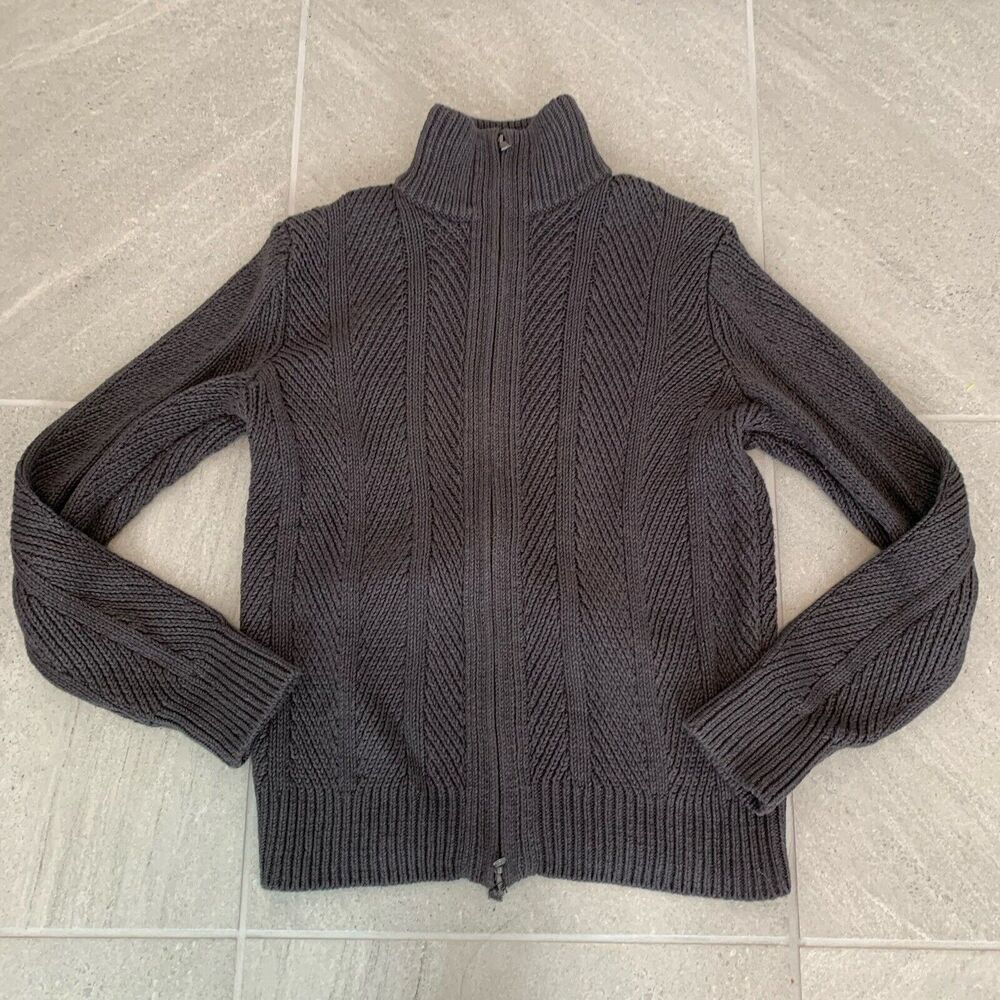 $225 BANANA REPUBLIC Mens Heavyweight Cable Knit Full Zip Cardigan Sweater - M